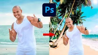 Удалить обычный фон и установить другие изображения на  Adobe Photoshop#2022
