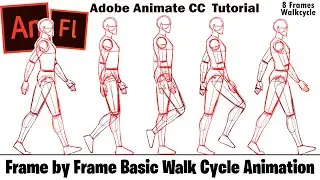 Basic Side Walk cycle Frame by Frame Animation| Adobe Animate CC Tutorial