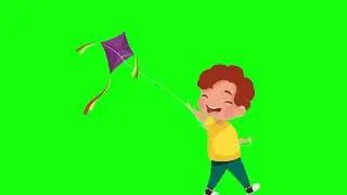boy flying kite green screen video