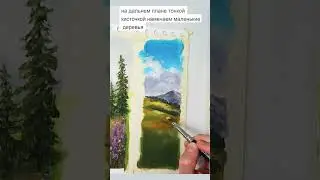 простой пейзаж акрилом