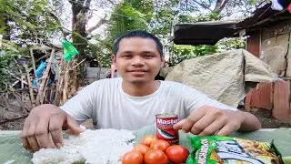 Simpleng ulam Mukbang sardinas kamatis chicharon ni mang juan