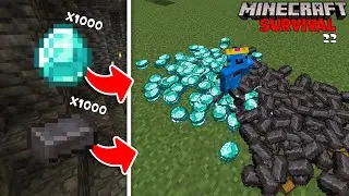 Minecraft Survival'da BÜTÜN MADENLERDEN 1000 Tane Topladım!! part.1 Minecraft SURVİVAL 22.Bölüm