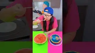 Chocolate cake vs watermelon ice cream challenge!🍨 #amongus #funny by Ethan Funny Family