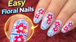 Nail Refilling | Natural Beginner Friendly Flower Nail Art 💙🌺 | Step by Step Tutorial natural nails
