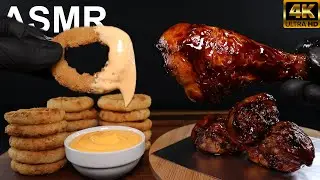 ONION RINGS, BBQ CHICKEN, CHEESE, MUKBANG, ASMR