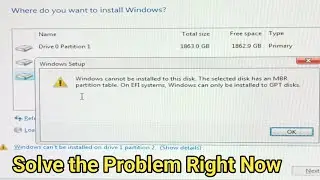 Windows can't be Installed on drive 0 Partition 1 || Windows Cannot be Installed to this disk