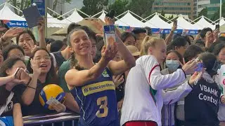 Brazil team stars players post match at fans zone