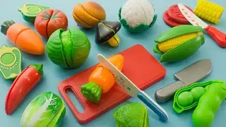 Learn Names of Fruit and Vegetables for Kids Fun Velcro Cutting Fruit and Veggies