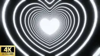 Black and White Love Heart Background 4K🖤🤍Neon Heart TV screensaver | Romantic VJ Loop animation