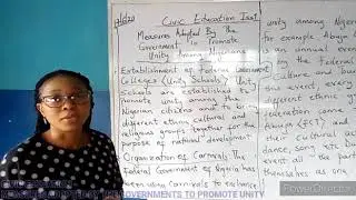 CIVIC EDUCATION - MEASURES ADOPTED BY THE GOVERNMENT TO PROMOTE UNITY.