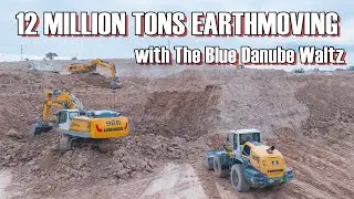 Huge Earthmoving (12 million tons) with heavy equipments (Music: The Blue Danube Waltz)