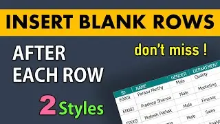 Insert Blank Rows After Each Row in Excel | Vivekananda Sinha | Video 103
