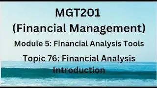 MGT201 (Financial Management) Module 5: Financial Analysis Tools Topic 76: Financial Analysis Intro