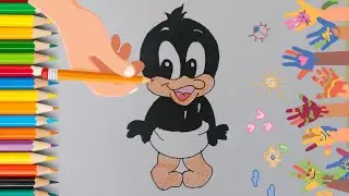 How to Draw Daffy Duck Step by Step  // Drawing and Coloring Duck