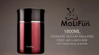 MoLiFun stainless vacuum insulated food jar lunch box with inner bowl & spoon 1800ml