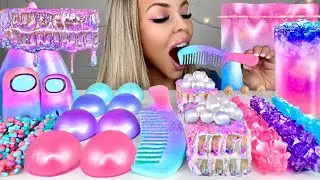 ASMR GALAXY HONEYCOMB, AMONG US, BUTTERFLY PEA TEA, EDIBLE COMB MUKBANG 먹방
