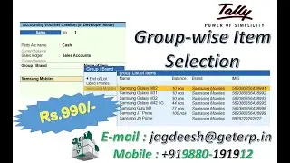 Tally Addons: Group-wise stock item selection [to buy contact : 9880191912]