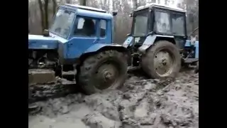 МТЗ 80-82 заготовка дров по грязи часть 1