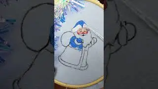 Как вышить деда Мороза - вышивка гладью #shorts