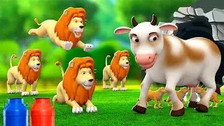 चार शेर और एक गाय - 4 Lions and 1 Cow Story | Hindi Kahaniya Comedy | Hindi Moral Stories JOJO TV