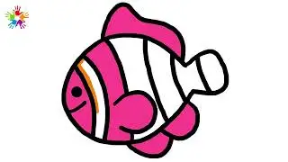 How to draw a fish. Fish drawing for kids and toddlers..