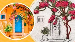 🧵 How to EMBROIDER a LANDSCAPE By Hand 🌳 Architectural Embroidery Tutorial | BEGINNERS