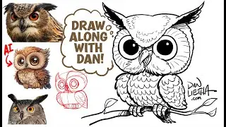 Draw Along With Dan! Today We Draw a CARTOON OWL Using an AI Image for Reference!