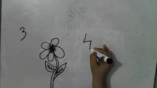 How to draw Flower and water boat using numbers 3 and 4 ||Drawing tutorial for kids || easy drawing