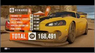 The quickest, easiest way I found to earn CR credits (in-game money) in the game Forza Horizon 3