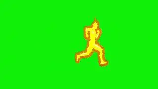 Burningman running - Green screen