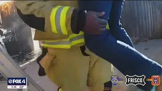 Dramatic video shows Frisco first responders rescuing teenager from burning home
