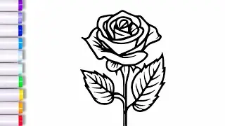 🌹Let's Learn How To Draw & Rose Flower | Mindful Art for Kids & Toddlers 