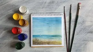 Поправополушарим?:) Рисуем море гуашью