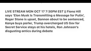 LIVE STREAM MON OCT 17  7:30PM EST