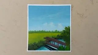 How to Paint a Wooden Bridge/ How to Paint a River 🍃 Acrylic Painting for beginners #art