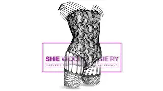 She-Woolf Hosiery, Zoey, Black Floral Detailed Bodysuit Gartered Body-Stockings