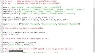 Operations on Lists in Python