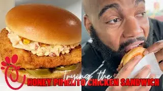 Trying Chick Fil A's NEW Honey Pimento Chicken Sandwich