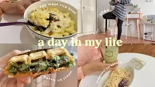 [ENGSUB]VLOG #10 | a day in my life  🌈 making egg mayo rice, spaghetti carbonara, ice cream, yoga🌷