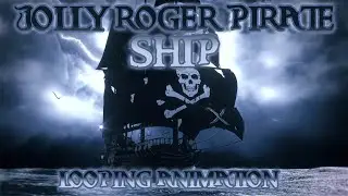 🏴‍☠️ JOLLY ROGER Pirate SHIP Video – In the STORM – Looping Animation HD