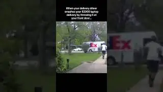 Delivery driver throws package!