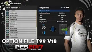 PES 2017 PATCH 2025 OPTION FILE T99 V18