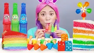 レインボーデザートチョコレートケーキ食べる音ドナ