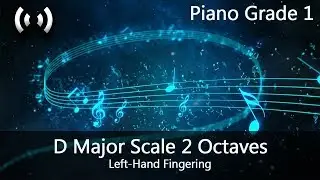 D Major Scale 2 Octaves - Left-Hand Fingering with Sheet Music (ABRSM Grade 1)