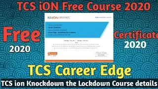 Lockdown:Tcsion Free certification Course | How to start Course |Free Course 2020 |Tcsion Certificat