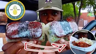 FIRST TIME TRYING HAWAIIN FOOD | SPAM MUSUBI, MAC SALAD + MOLOKAI CHICKEN!