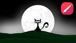 Beautiful painting of cat and moon || Painting with infinite painter || Photo Jax