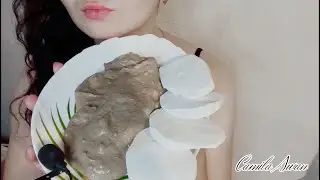 Мел Новый Оскол🤍в пасте Туркестан сливки🤎 и Голубой Узбечки🩶#асмр #mukbang