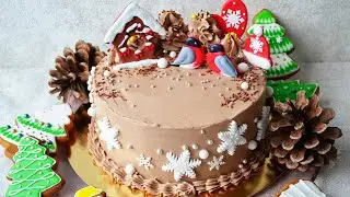 Настоящий НОВОГОДНИЙ ТОРТ 🎄 Шоколадный торт с творожным кремом | Танюшина кухня