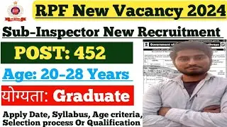 RPF SI Recruitment 2024 | RPF Sub–Inspector New Vacancy 2024 | Age, Syllabus, Physical Details